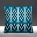 ULLI HOME Akin Abstract Tribal Indoor/Outdoor Throw Pillow Polyester/Polyfill blend in Blue | 18 H x 18 W x 4.3 D in | Wayfair