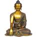 Bungalow Rose Lord Buddha In Bhumisparsha Mudra Metal in Yellow | 13 H x 11 W x 7 D in | Wayfair 81634422FAA44150A5B698610C5C0A50