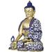 Bungalow Rose Tibetan Buddhist Healing Buddha (Medicine Buddha) Metal in Blue/White/Yellow | 13.2 H x 7 W x 2.5 D in | Wayfair