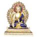 Bungalow Rose Tibetan Buddhist God Enthroned Medicine Buddha Metal in Indigo/Yellow | 11 H x 6 W x 9.5 D in | Wayfair