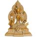 Bungalow Rose Goddess Green Tara w/ Decorated Prabhavali (Tibetan Buddhist Deity) Metal in Yellow | 9.3 H x 5.5 W x 4.5 D in | Wayfair