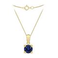 CARISSIMA Gold Women's 9ct Yellow Gold Dark Blue 5mm CZ September Birthstone Pendant on 9ct Yellow Gold 20 Diamond Cut Curb Chain 46cm/18'