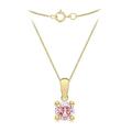 CARISSIMA Gold Women's 9ct Yellow Gold Pink 5mm CZ October Birthstone Pendant on 9ct Yellow Gold 20 Diamond Cut Curb Chain 46cm/18'