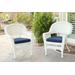 White Wicker Chair With Midnight Blue Cushion - Set Of 4- Jeco Wholesale W00206_4-C-FS011-CS