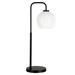 Harrison Blackened Bronze Arc Table Lamp with White Milk Glass Shade - Hudson & Canal TL1120