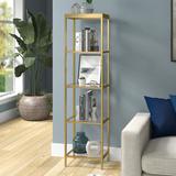 "Alexis 18"" Wide Brass Finish Bookcase - Hudson & Canal BK0817"