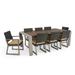 Milo 9 Piece Sunbrella Outdoor Patio Espresso Dining Set - Maxim Beige