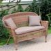 Honey Wicker Patio Loveseat with Cushion and Pillows