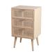 3 Drawer Wooden Accent Chest with Mesh Pattern Front, Light Brown