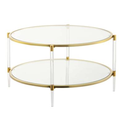 Silver Orchid Coffee Tables, Silver Orchid Grant Gold Tone Glass Top Coffee Table