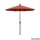 California Umbrella 7.5' Rd. Aluminum Patio Umbrella, Crank Lift with Push Button Tilt, Black Finish, Sunbrella Fabric