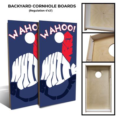 Wahoo Backyard Cornhole Board Set (Includes 8 Bags) - N/A