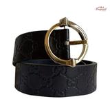 Gucci Accessories | Authentic Gucci Black Guccissima Leather Gold Signature Buckle Belt 90/36 190051 | Color: Black | Size: Dimensions: 41"L X 0.03"W X 1.5"H