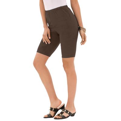 Plus Size Women's Essential Stretch Bike Short by Roaman's in Chocolate (Size 5X) Cycle Gym Workout