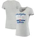 "T-shirt à col en V Washington Bullets gris chiné Mitchell & Ness pour femme - Homme Taille: M"