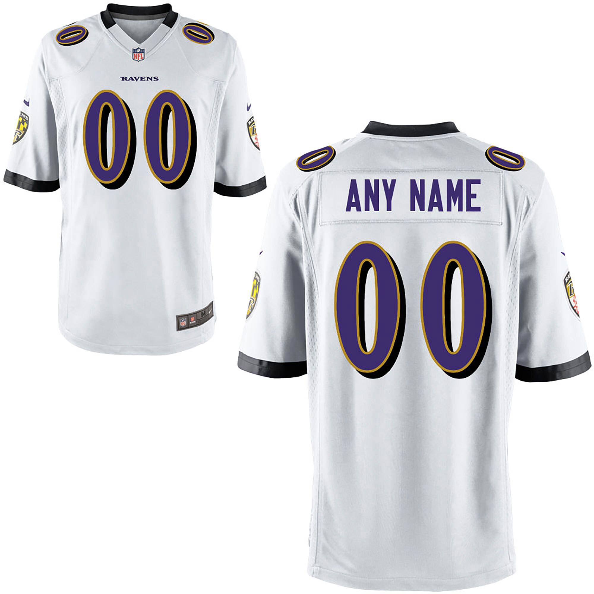 Baltimore Ravens Nike Game Auswärtstrikot - Weiß - Custom - Herren Image
