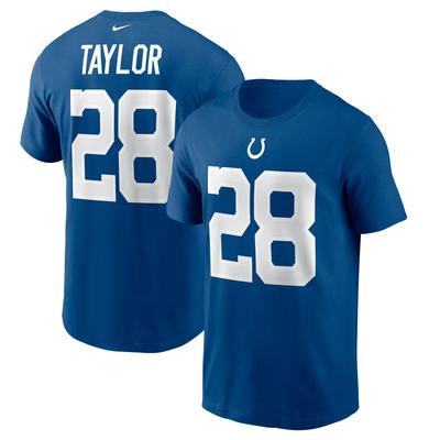 Nike Jonathan Taylor Royal Indianapolis Colts Spielername und -nummer T-Shirt für Herren Image