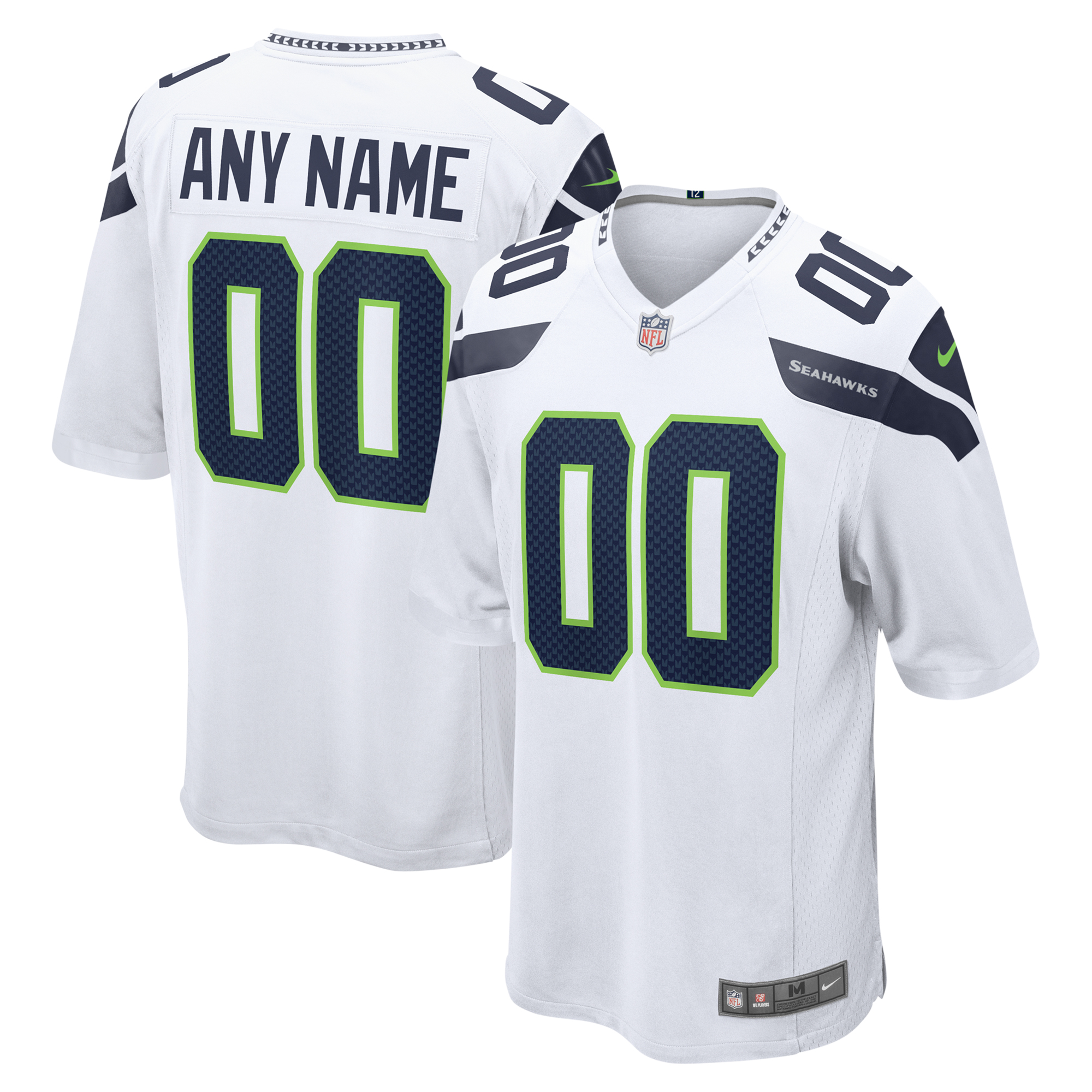 Seattle Seahawks Nike Game Auswärtstrikot - Weiß - Personalisiert - Herren Image