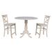42" Round Top Pedestal Gathering Height Table with Two Counter Height Stools - Unfinished