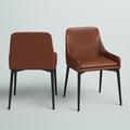 Zipcode Design™ Ashlock Parsons chair Faux Leather/Upholstered/Metal in Brown | 31 H x 21 W x 19.7 D in | Wayfair C93822166C6A47248317480BCADB9FE0