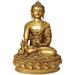 Bungalow Rose Tibetan Buddhist Deity Medicine Buddha (Robes Decorated w/ Auspicious Symbols) Metal in Yellow | 15 H x 10.5 W x 7 D in | Wayfair