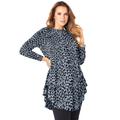 Plus Size Women's Boatneck Swing Ultra Femme Tunic by Roaman's in Gray Animal Print (Size 26/28) Long Shirt