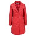 Womens Real Leather 3/4 Length Mac Coat Button Fastening Macey (18, Red)