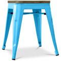 Tabouret Design Industriel - Bois et Acier - 45cm -Stylix Turquoise - Bois, Acier, Metal, Bois