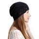 ZLYC Damen Sommer Strickmützen Handgemacht Häkelmütze Slouch Beanie Mütze (Festes Schwarz),Gr.Einheitsgröße