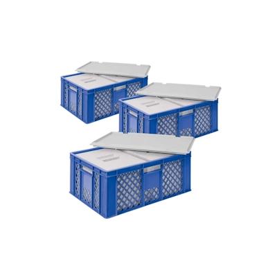 BRB 3x 2 EPS Thermobox in Stapelkorb mit Deckel, LxBxH 600x400x240 mm, blau Image