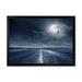 East Urban Home Asphalt Road Under Cloudy Full Moon I - Photograph on Canvas Metal in Black/Blue | 16 H x 32 W x 1 D in | Wayfair