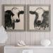 Gracie Oaks Cow Portrait Sketch I - 2 Piece Picture Frame Painting Print Set on Canvas Canvas, Solid Wood in White | 24 H x 36 W x 1.5 D in | Wayfair