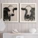 Gracie Oaks Cow Portrait Sketch I - 2 Piece Picture Frame Painting Print Set on Canvas Canvas, Solid Wood in White | 24 H x 36 W x 1.5 D in | Wayfair