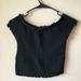 Brandy Melville Tops | Brandy Melville Ruched Charlene Crop Top | Color: Black | Size: One Size