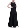 inlzdz Womens Elegant Chiffon Wedding Bridesmaid Dresses A-Line Long Maxi Dress Evening Prom Ball Gown Black 10
