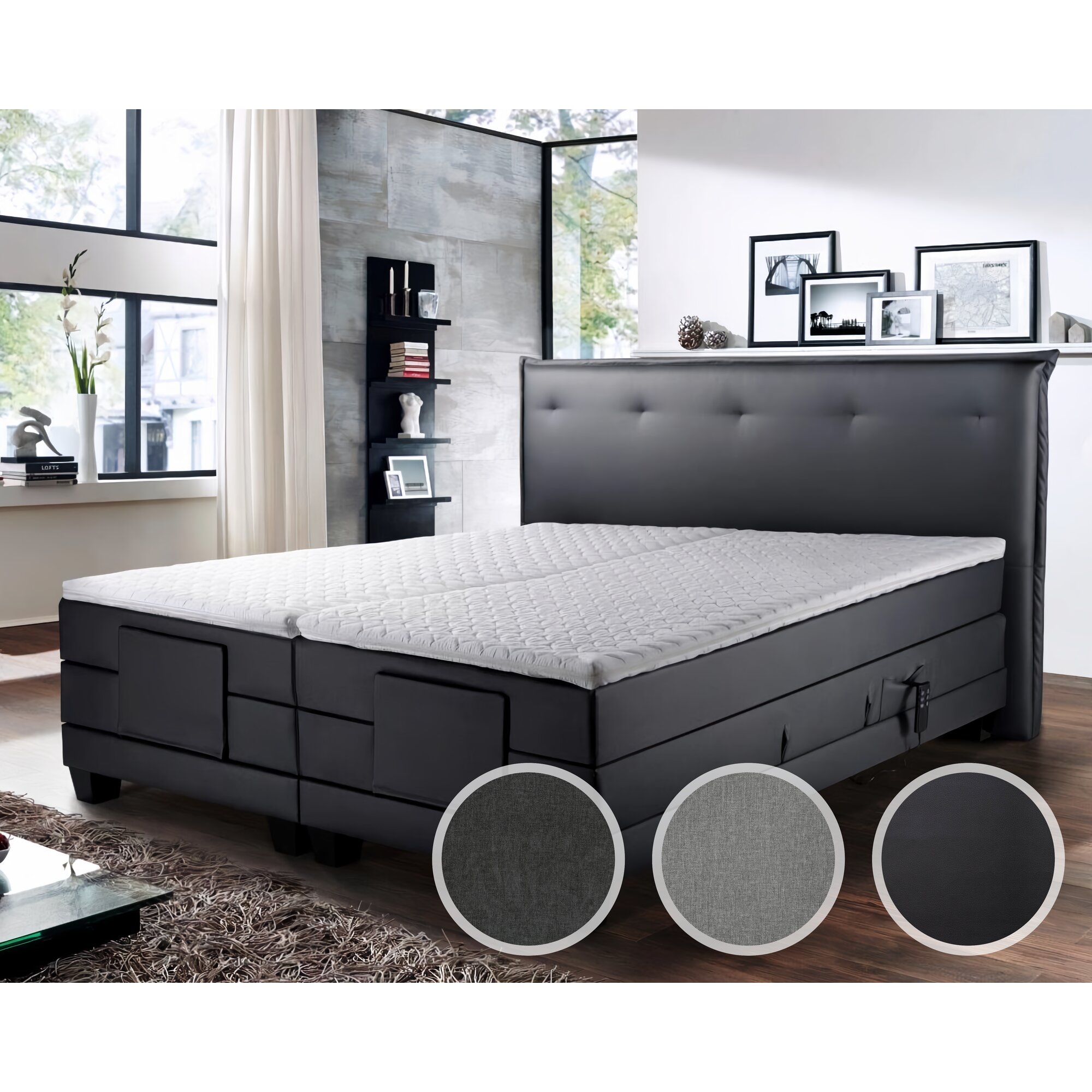 Winkle »Niagara« Boxspringbett Box-Starr / 200x200 cm / ohne Matratzen / Stoff Grau 9147