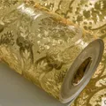 Rouleau de papier peint doré de luxe relief damask motif brillant or pailleté idéal pour chambre à