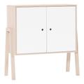 Commode 2 portes 1 étagère intérieure - Blanc et beige