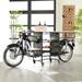 Black Metal Handmade One-of-a-Kind Reclaimed Motorcycle Bar with Light Up Headlights and Taillights - 105 x 18 x 38
