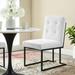 Privy Black Stainless Steel Upholstered Fabric Dining Chair - N/A
