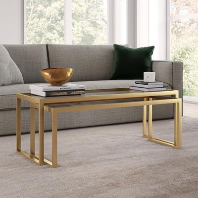 Silver Orchid Coffee Tables, Silver Orchid Grant Gold Tone Glass Top Coffee Table