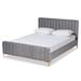 Nami Modern Light Grey Velvet and Gold Finished Platform Bed