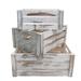 Rustic White Set of 3 Decorative Wood Crates, Large