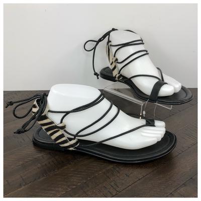 Anthropologie Shoes | Anthropologie Zebra Boho Strappy Flat Sandals | Color: Red | Size: 8.5