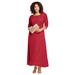 Plus Size Women's Lace Popover Dress by Roaman's in Classic Red (Size 36 W) Formal Evening