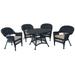 5Pc Black Wicker Dining Set - Tan Cushions- Jeco Wholesale W00207D-D-G-FS006