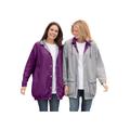 Plus Size Women's Fleece Nylon Reversible Jacket by Woman Within in Plum Purple Heather Grey (Size 3X) Rain Jacket