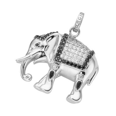 Giorgio Martello Milano - Anhänger Elefant mit Zirkonia und Spinell Steinen, Silber 925 Charms & Kettenanhänger 1 ct Sch