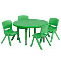 Flash Furniture Goddard Round Height Adjustable Activity Table Set w/ 4 Chairs Plastic/Metal in Green | 23.75 H in | Wayfair