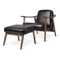 Accent Chair - Gus* Modern Baltic Chair & Ottoman Genuine Leather in Black/Brown | 31 H x 30 W x 51 D in | Wayfair KSCOBALT-SADBLA-WN